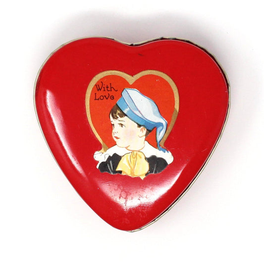 Tins, Gift Tin / Candy Tin, Valentine Heart Shaped Collectible Tin, Metal Heart with Vintage Cut-Out, Set of 2, 2020's