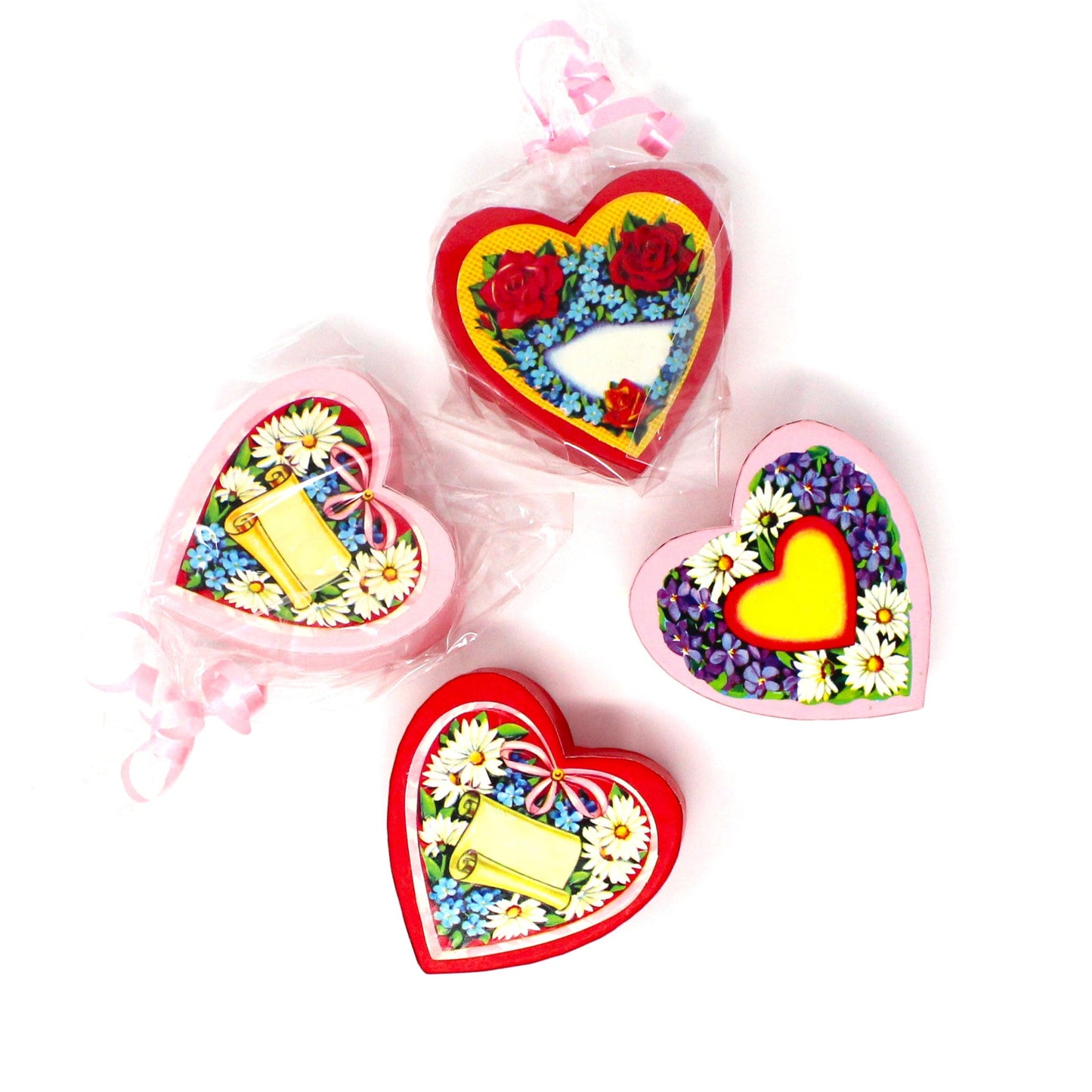 Gift Box / Candy Box, Valentine Heart Shaped with Decorative MLP Die-Cut & Embossed Florals, Vintage, 1970's
