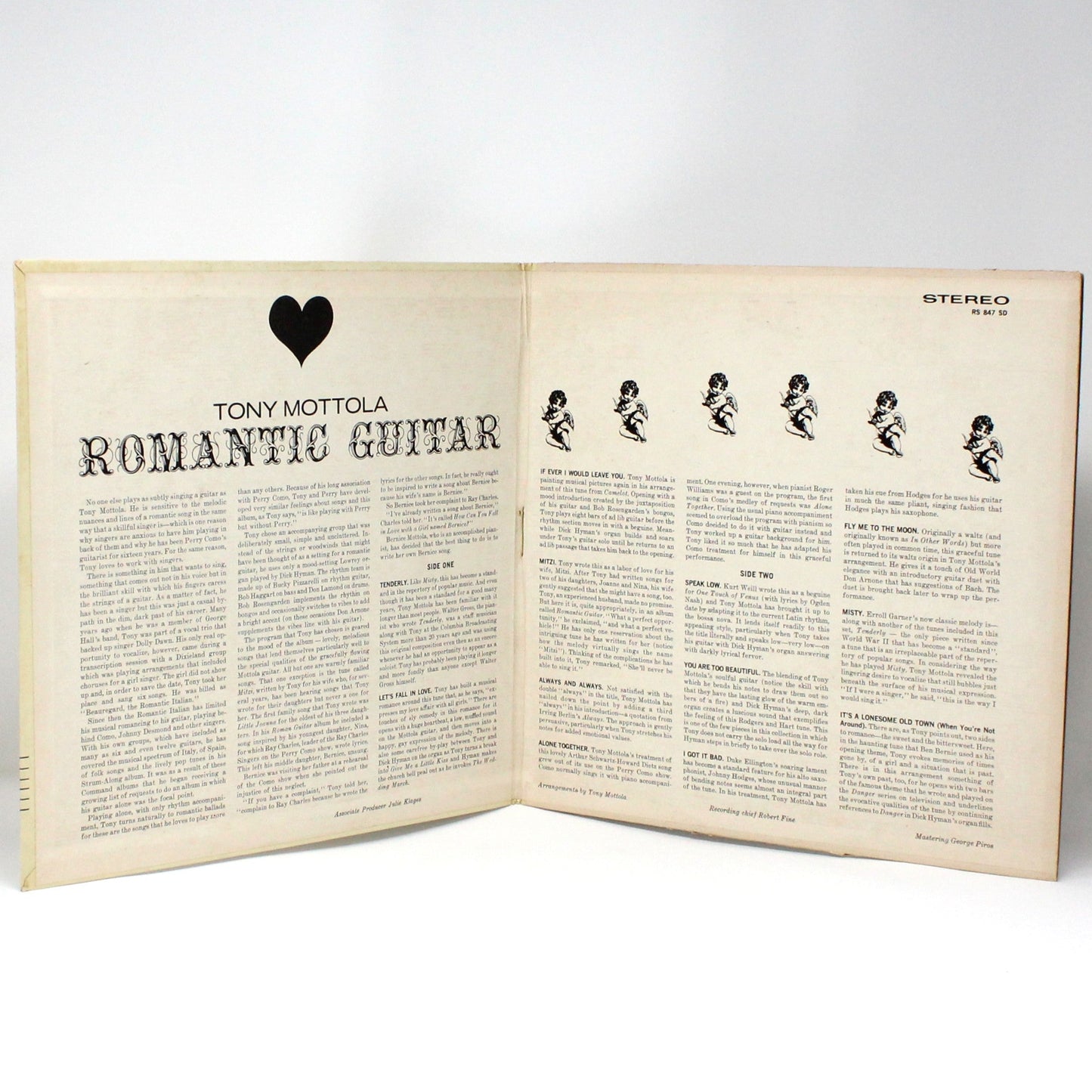 Record Album, Tony Mottola, Romantic Guitar, Gatefold Cover, 1963, Vintage Vinyl, USED, VG+, SOLD