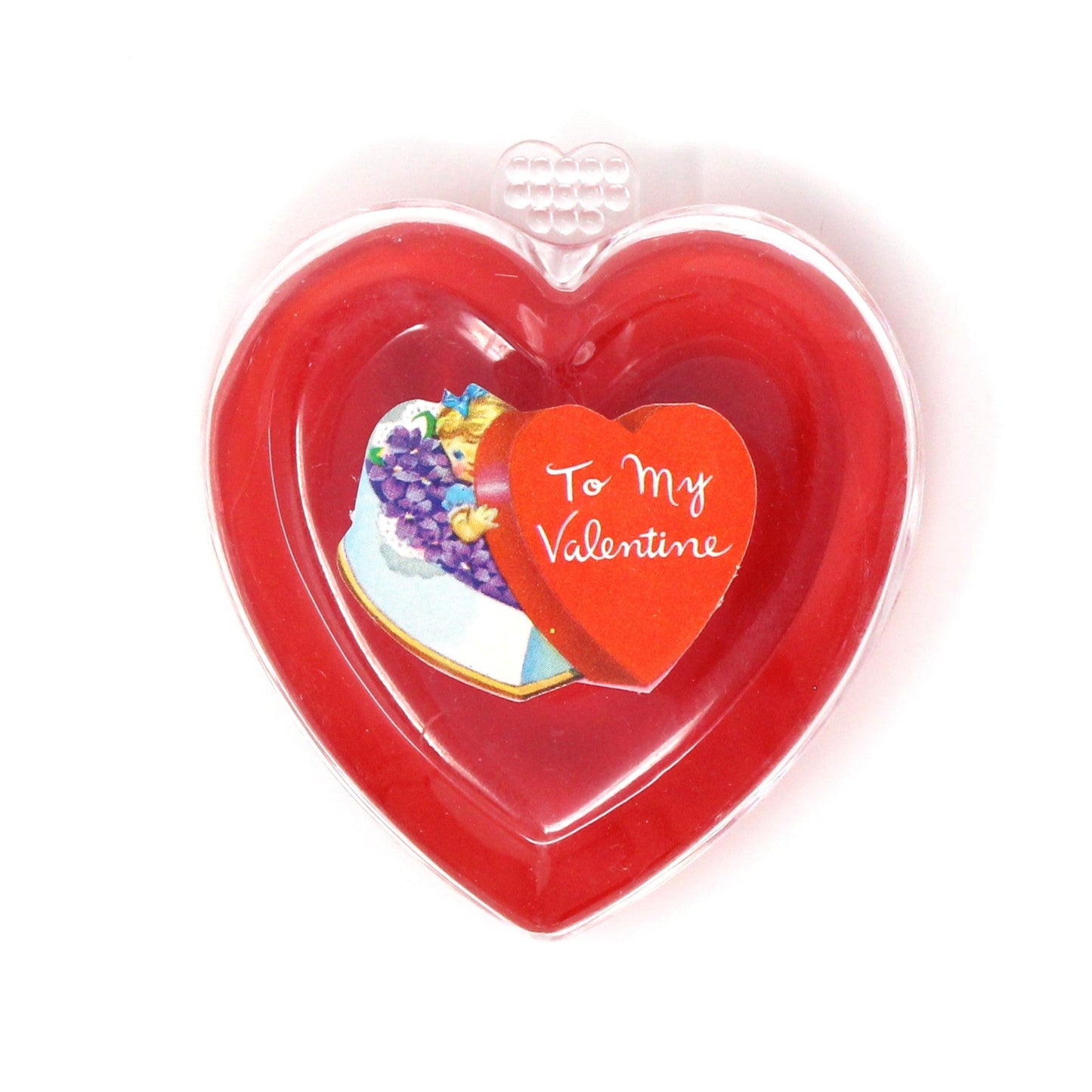 Box, Gift Box / Candy Box, Valentine Heart Shaped with Decorative Decal, Vintage Hong Kong, 1970's