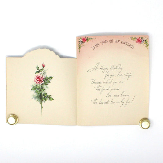 Greeting Card / Birthday, Vintage Couple at Piano, Die Cut and Foil, Unused, Vintage, 1940's