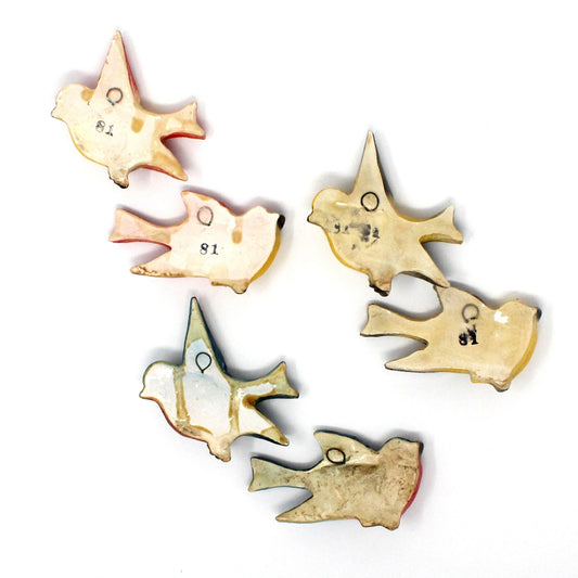 Chalkware, Birds, Hand Painted Ceramic, Set of 2, Vintage Wall Art, 1940's