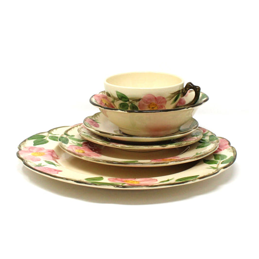 Dinnerware, Franciscan, Desert Rose, One Individual Place Setting, 6 Pcs, Vintage USA, 1960's