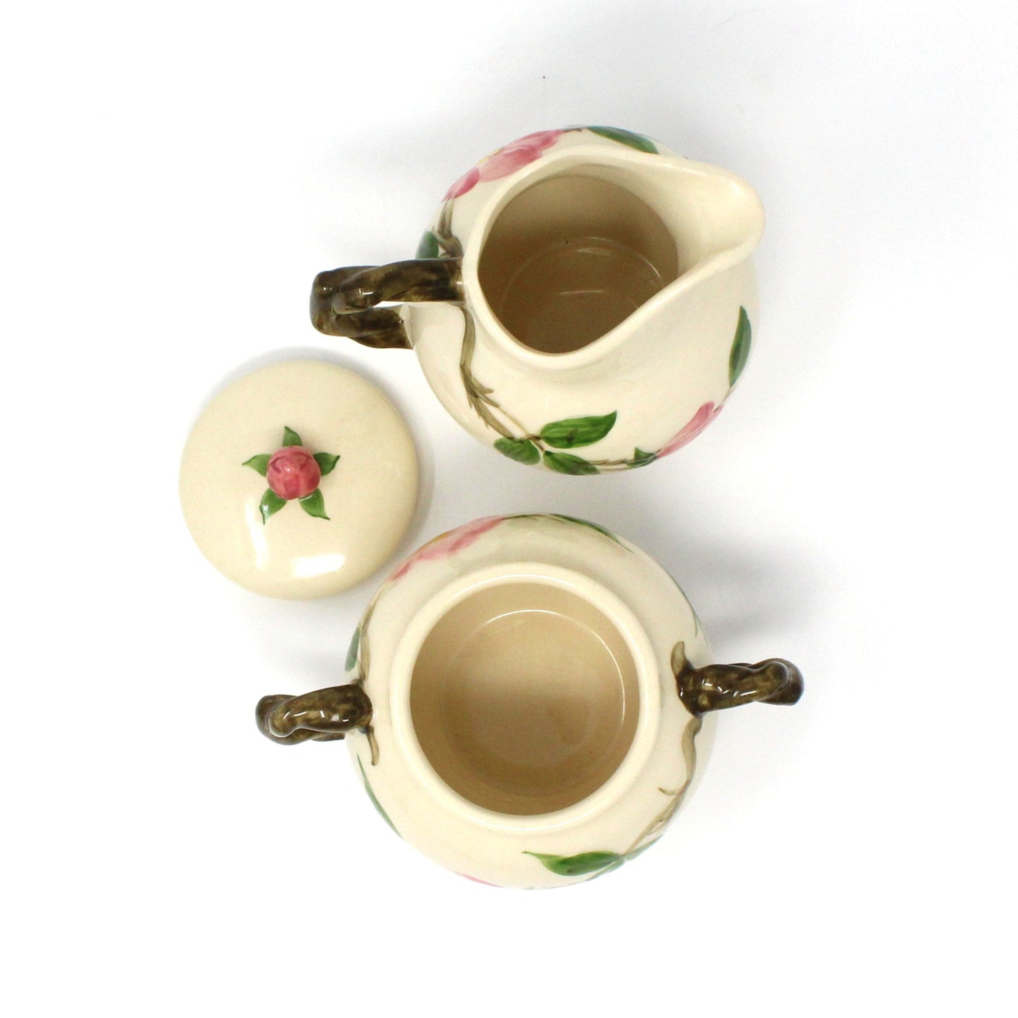 Creamer & Sugar with Lid, Franciscan, Desert Rose, Ceramic, Vintage USA, 1960's