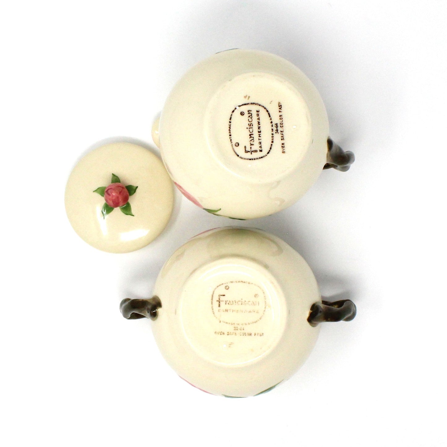 Creamer & Sugar with Lid, Franciscan, Desert Rose, Ceramic, Vintage USA, 1960's