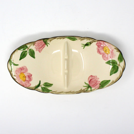 Ashtray, Franciscan, Desert Rose, Oval, Divided Two Sections, Vintage USA, 1960's