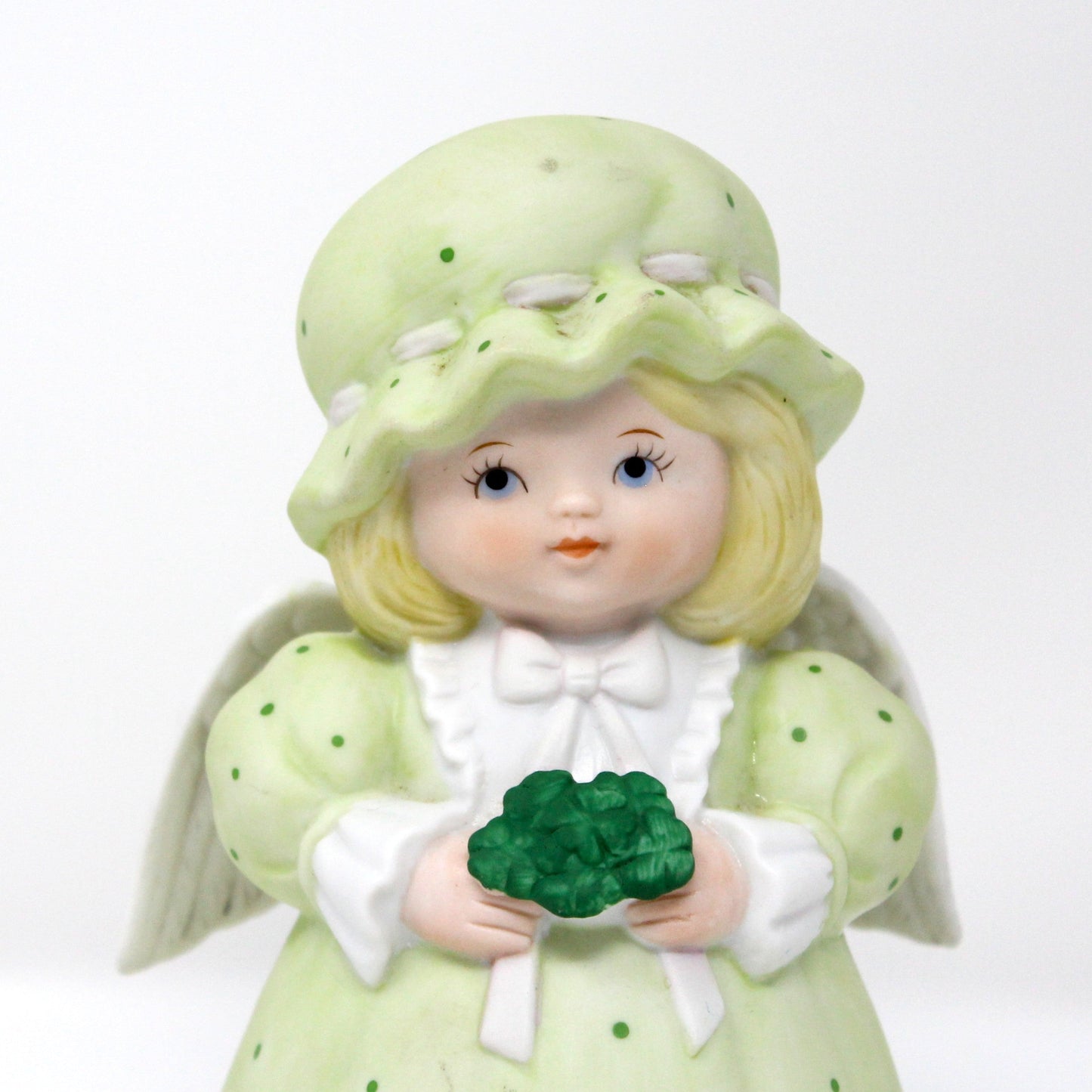 Musical Figurine, Irish Girl Angel, Plays When Irish Eyes Are Smiling, March Angel, Vintage, 1980's