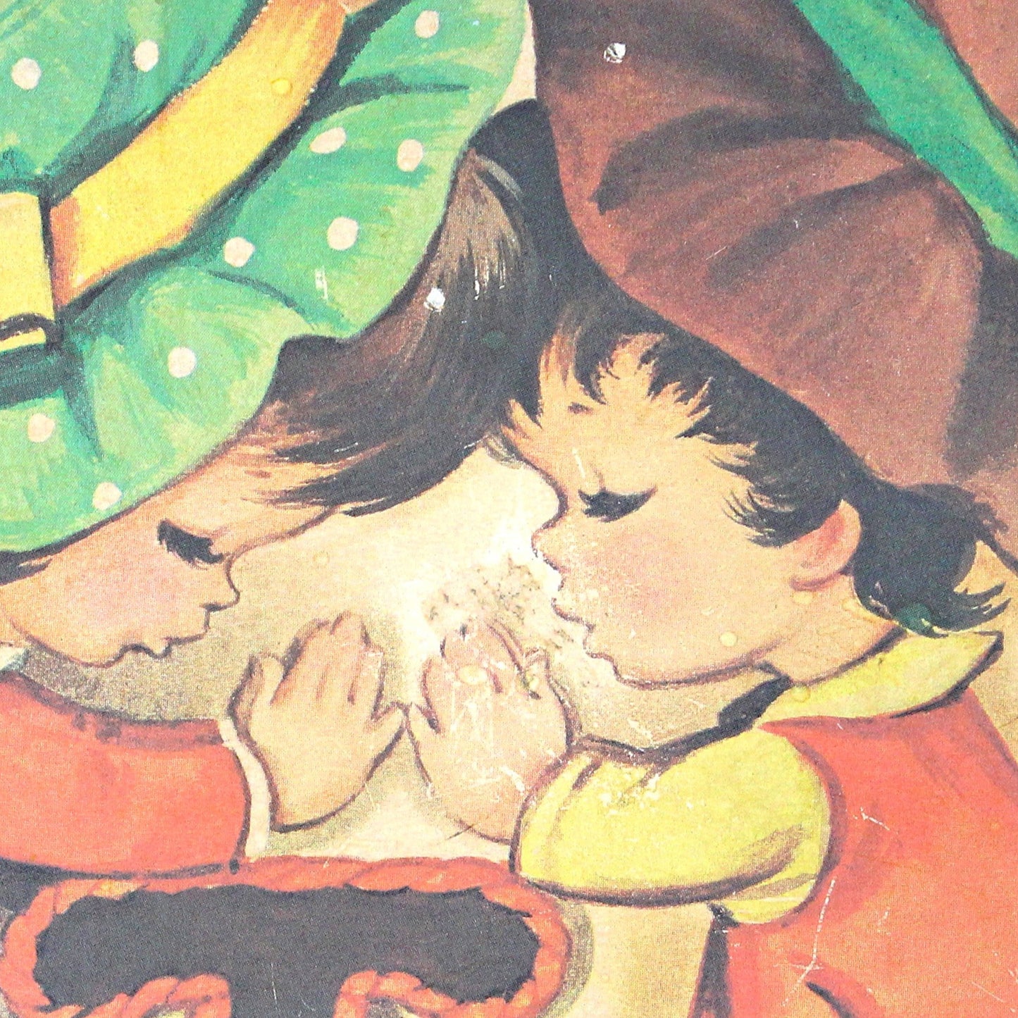 Wall Decor, Wooden Plaque / Sign, Faith, Children Praying, Mounted Image on Wood, Vintage, 1970's