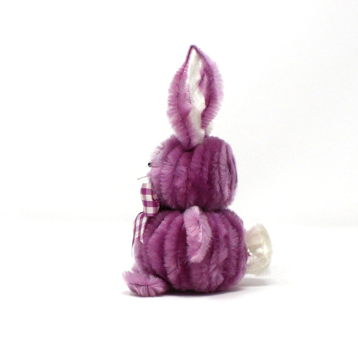 Figurines, Chenille / Pipe Cleaner Bunny Rabbit, Purple with Googly Eyes, Mid Century Easter Decorations, Large, Vintage, 1960's