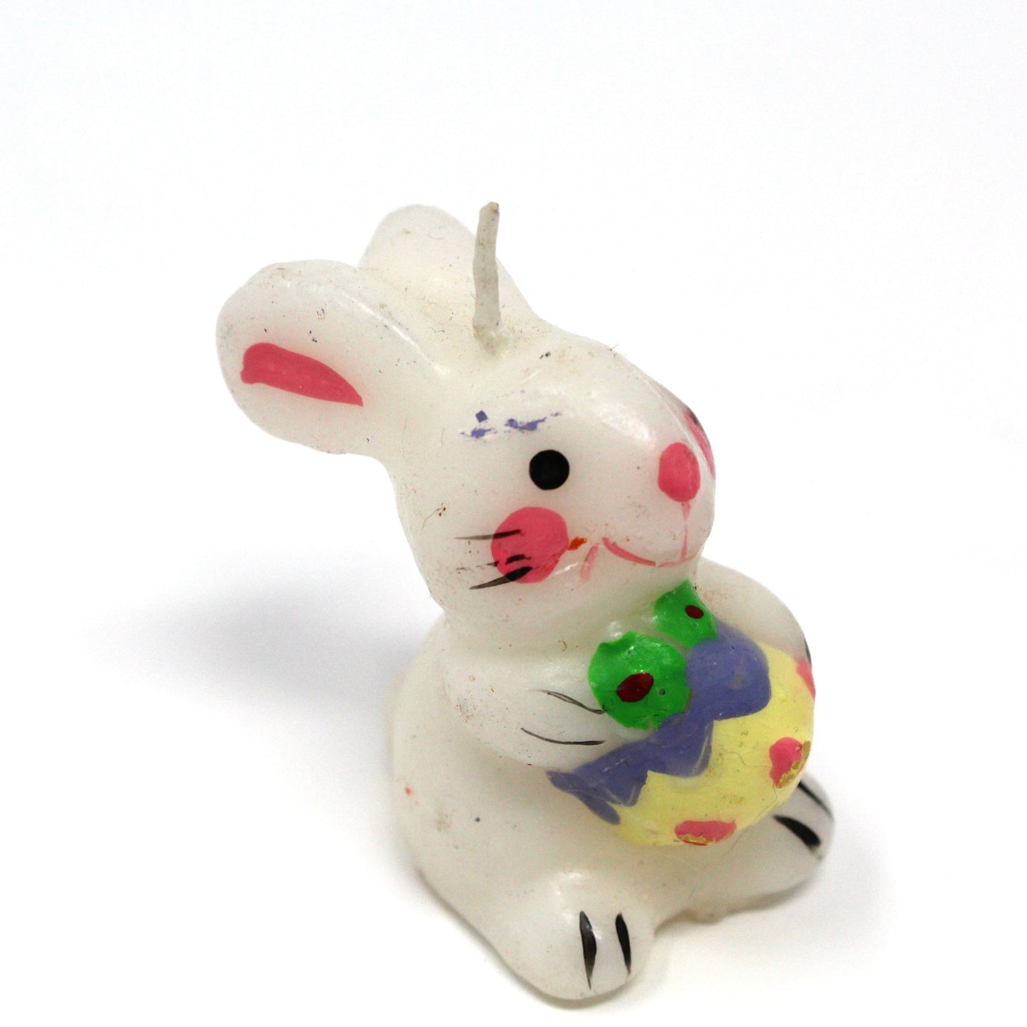 Candle, Figural Novelty Mini Easter Candles, White Rabbit and Yellow Chick, Set of 2, Vintage, 1980's