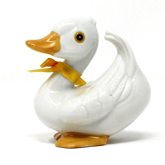 Figurine, HomCo, White Duck #1414, Yellow Ribbon, Porcelain, Vintage 1980s