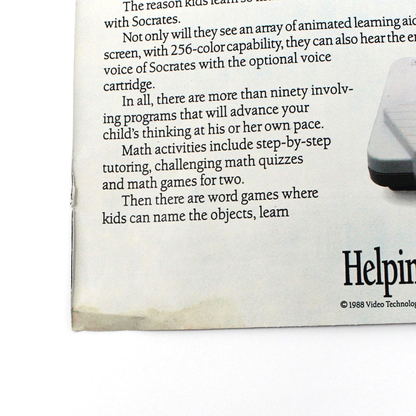 Advertisement, Socrates Vtech Video Technology, 1988, Double Page Original Magazine Ad, Vintage