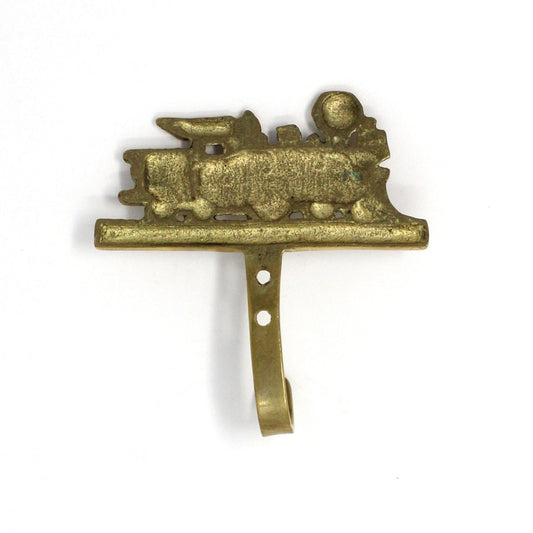 Hooks, Wall Hooks, Steam Locomotive, Train, Solid Brass, Vintage, 1980's