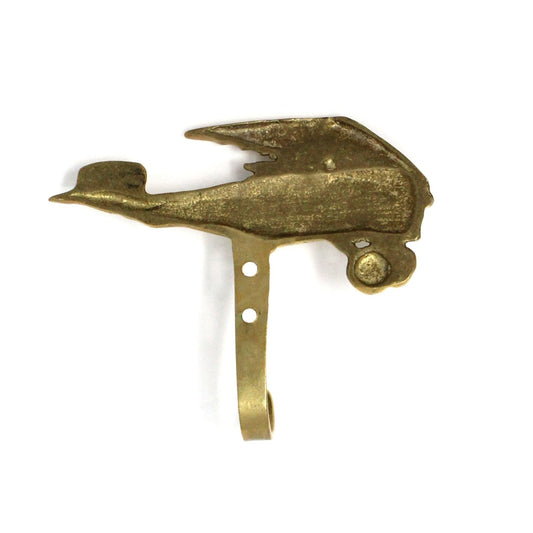 Hooks, Wall Hooks, Biplane / Airplane, Solid Brass, Vintage, 1980's