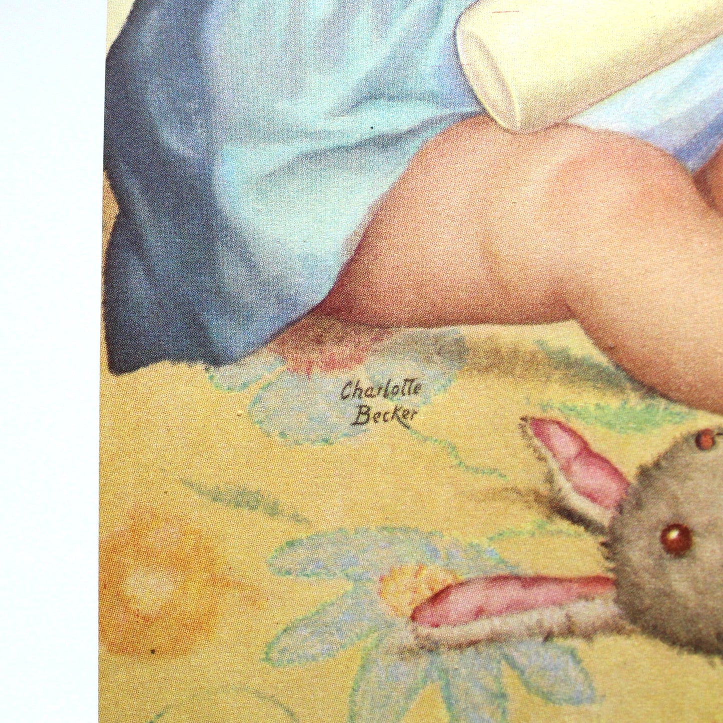 Print, Lithograph, Charlotte Becker, Playtime Mother, Feeding Baby, Vintage, 1940's