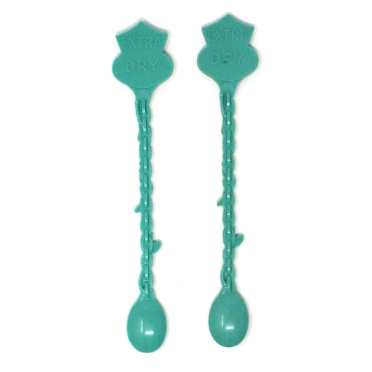 Cocktail Drink Stirrers - Swizzle Sticks / Spoons, Seagram's Gin 2 & 3, Aqua, Vintage, 1960's