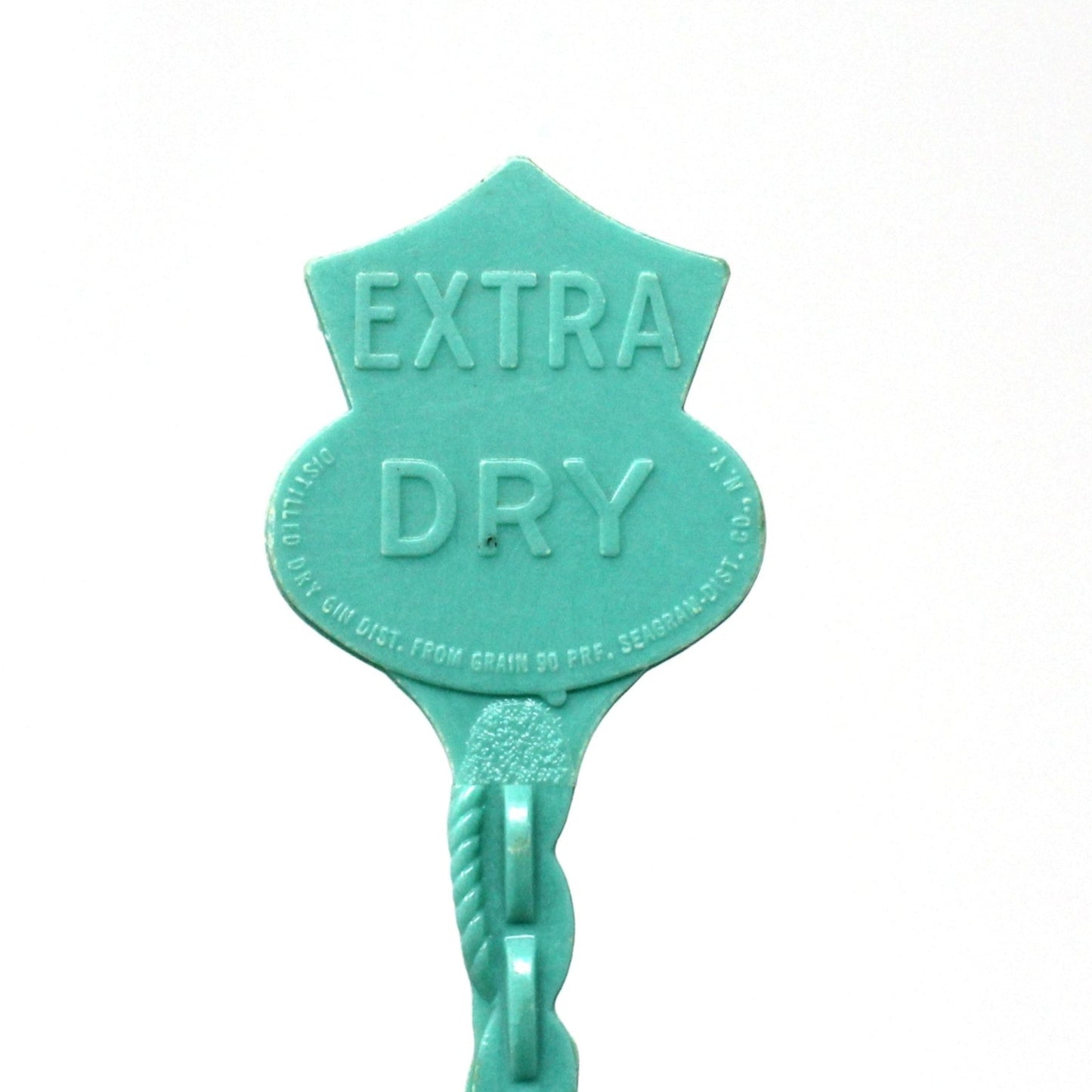 Cocktail Drink Stirrers - Swizzle Sticks / Spoons, Seagram's Gin 2 & 3, Aqua, Vintage, 1960's