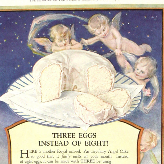 Advertisement, Royal Baking Powder, 1920 Original Magazine Ad, Absolutely Pure, Angel Cake Recipe, Antique