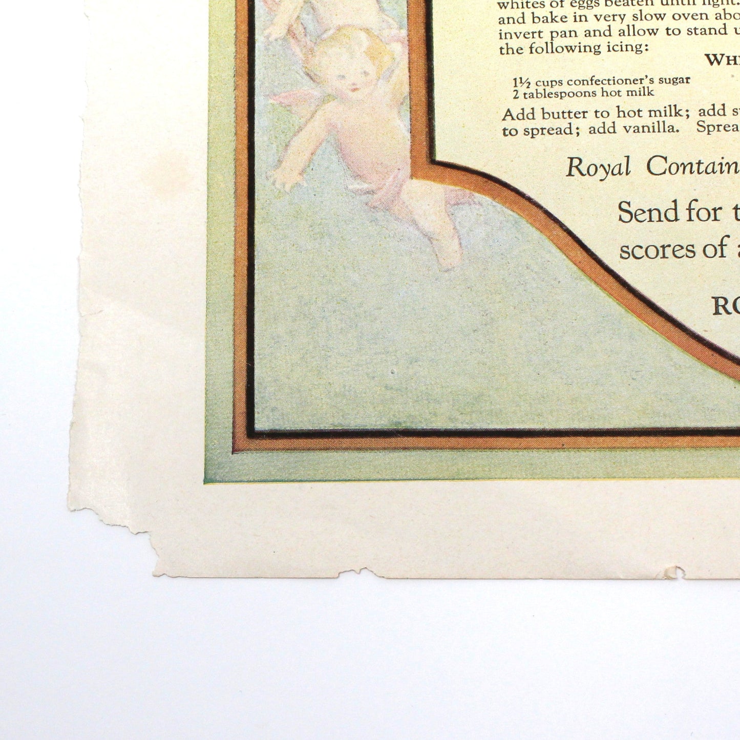Advertisement, Royal Baking Powder, 1920 Original Magazine Ad, Absolutely Pure, Angel Cake Recipe, Antique