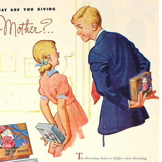 Advertisement, Ganong's Chocolates, ...Giving Mother?, Original Magazine Ad, Vintage 1950's