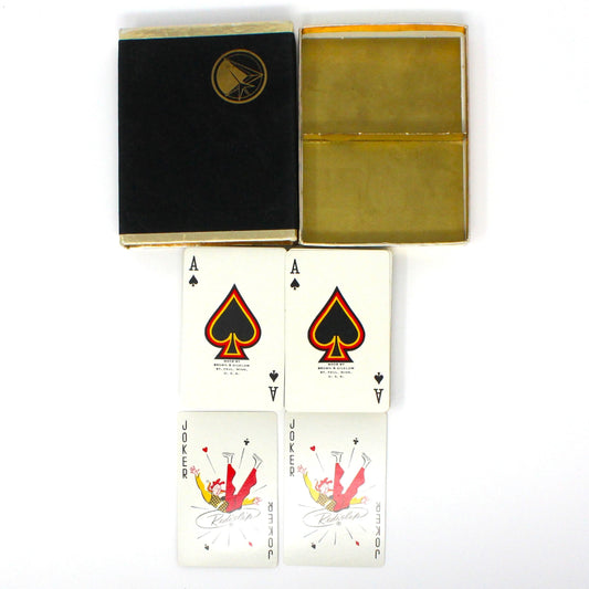 Playing Cards: Brown & Bigelow, Oldsmobile Rocket Vanguard Salesman Set, Black Velvet Case, USA, 1950s