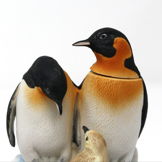 Decanter, Ski Country, Penguin Family, Mini Decanter, Hand Painted Decorative Barware, Vintage Collectible