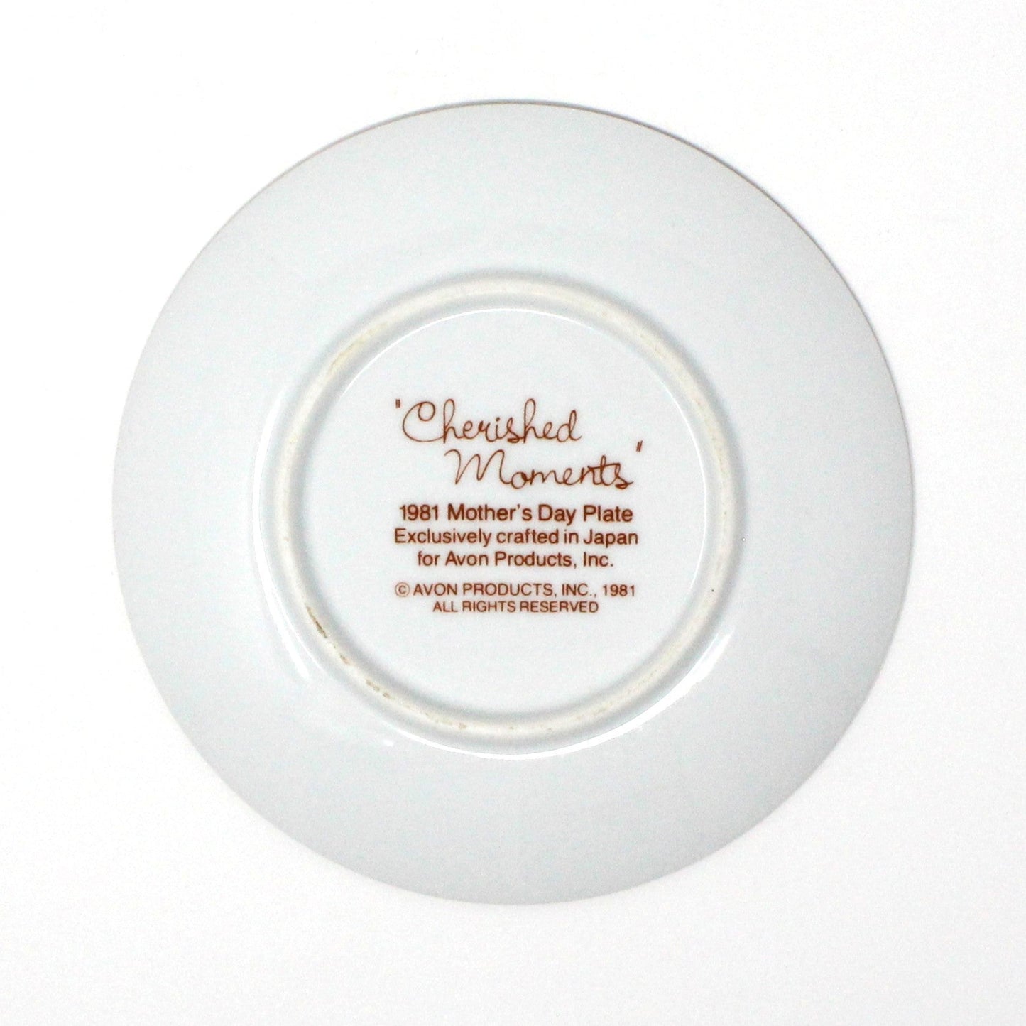 Decorative Plate, Avon, Mother's Day 1981, Cherished Moments Last Forever, Vintage
