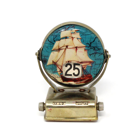 Calendar, Perpetual Flip Desk Calendar, Ship / Map, Japan, Vintage, SOLD