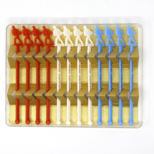 Cocktail Drink Stirrers - Swizzle Sticks / Spoons, Tennis Players, Hammondswood, Chestnut Hill, MA, Boxed Set of 12, Vintage