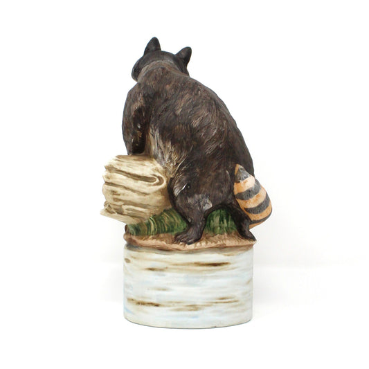 Decanter, Ski Country, Raccoon Figural Decanter, Hand Painted Decorative Barware, Vintage Collectible