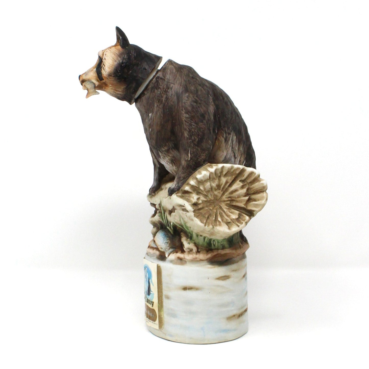 Decanter, Ski Country, Raccoon Figural Decanter, Hand Painted Decorative Barware, Vintage Collectible