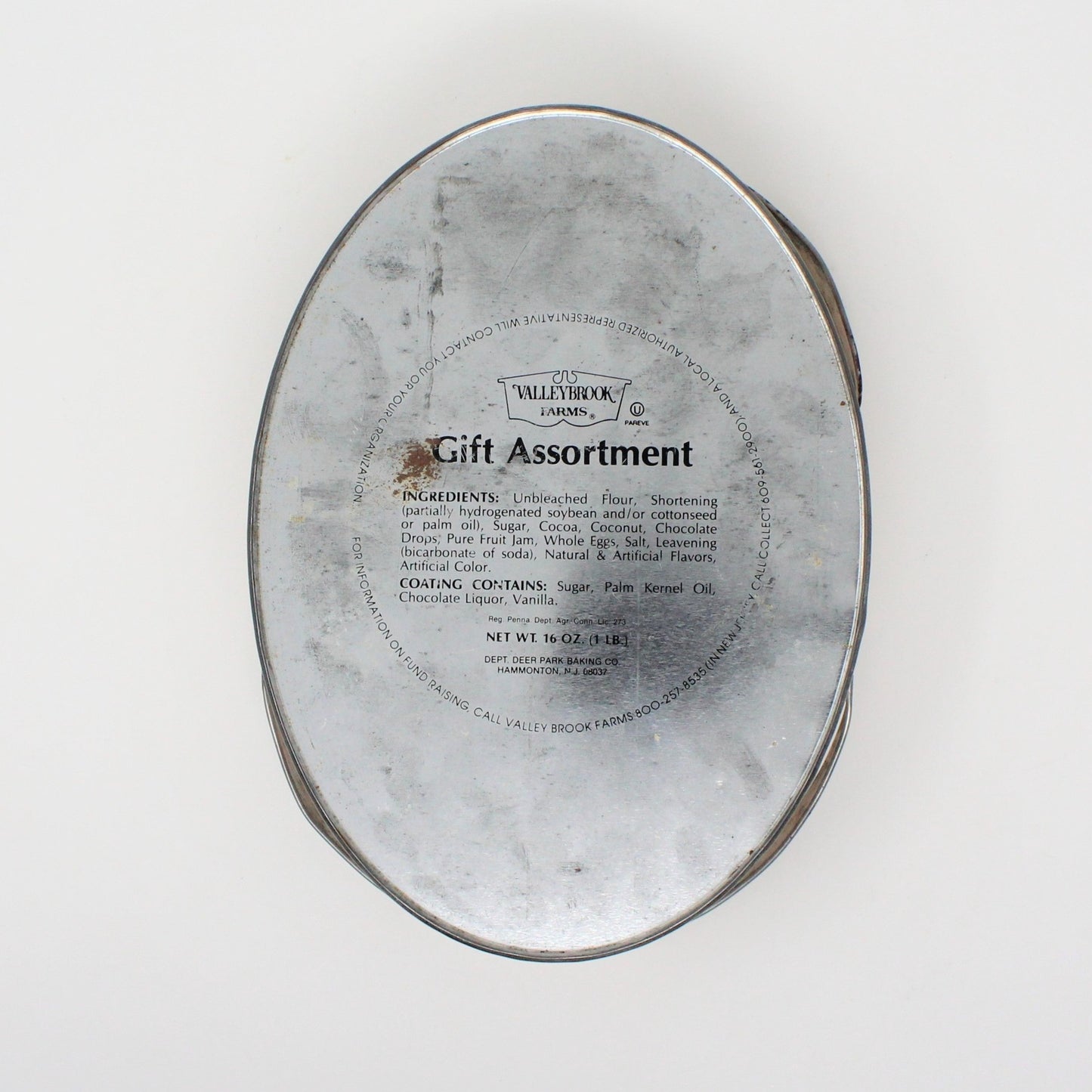 Tins, Gift Tin / Cookie Tin, ValleyBrook Farms, Victorian Country Girl, Pink Oval with Handles, Vintage