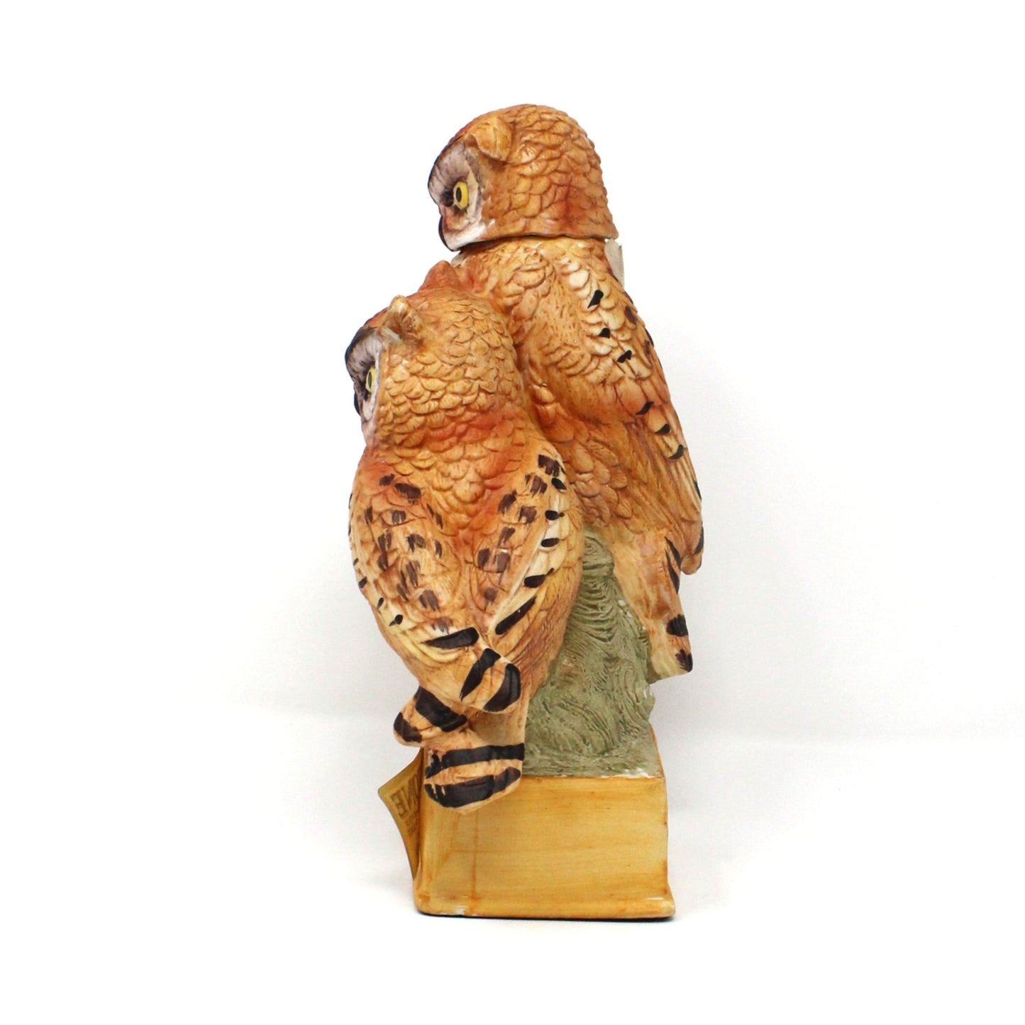 Decanter, Lionstone Whiskey, Screech Owls, Hand Painted Decorative Barware, Vintage Collectible
