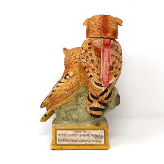 Decanter, Lionstone Whiskey, Screech Owls, Hand Painted Decorative Barware, Vintage Collectible