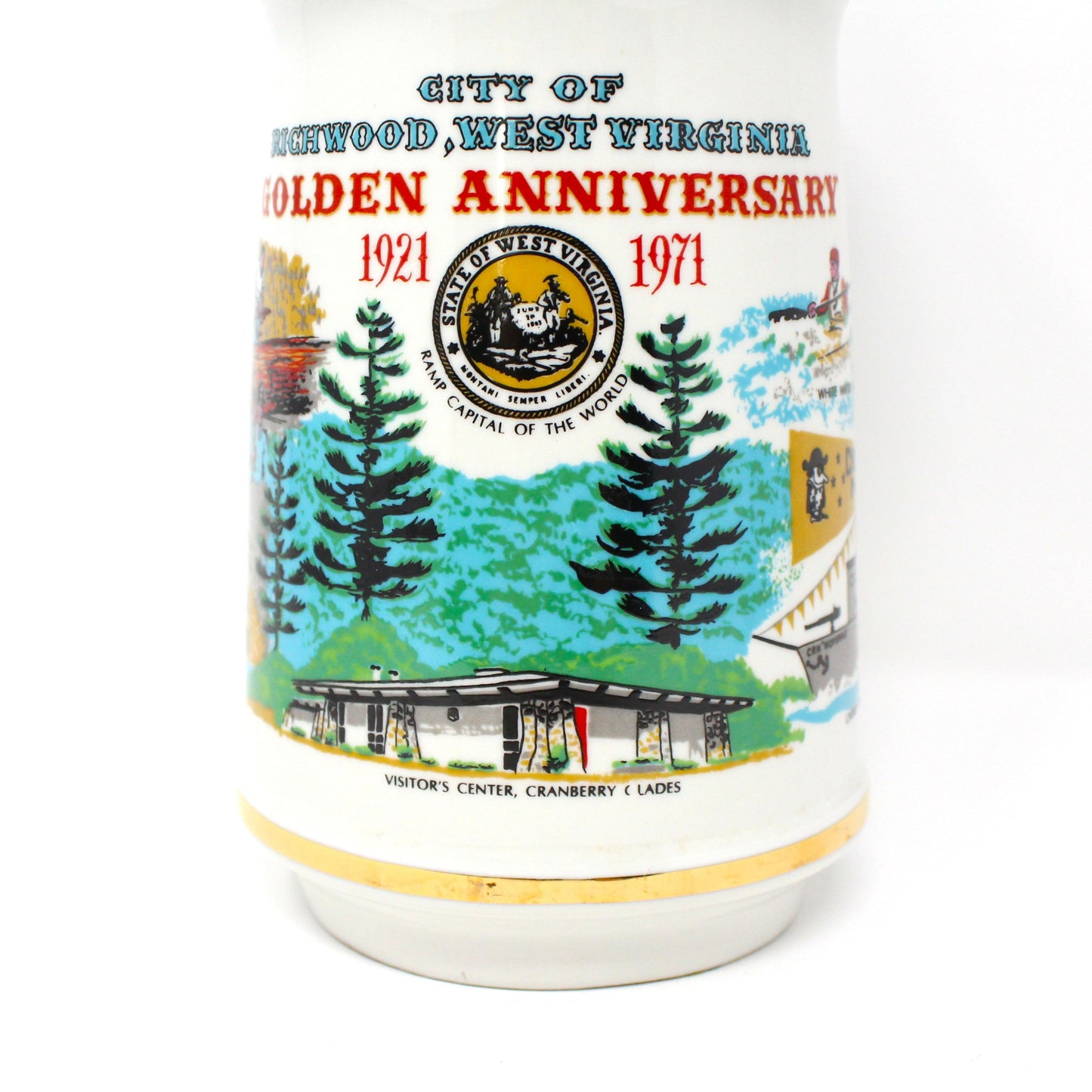 Decanter with Stopper, Old Fitzgerald, Golden Anniversary, City of Richwood West Virginia, 1921 - 1971, Vintage, SOLD