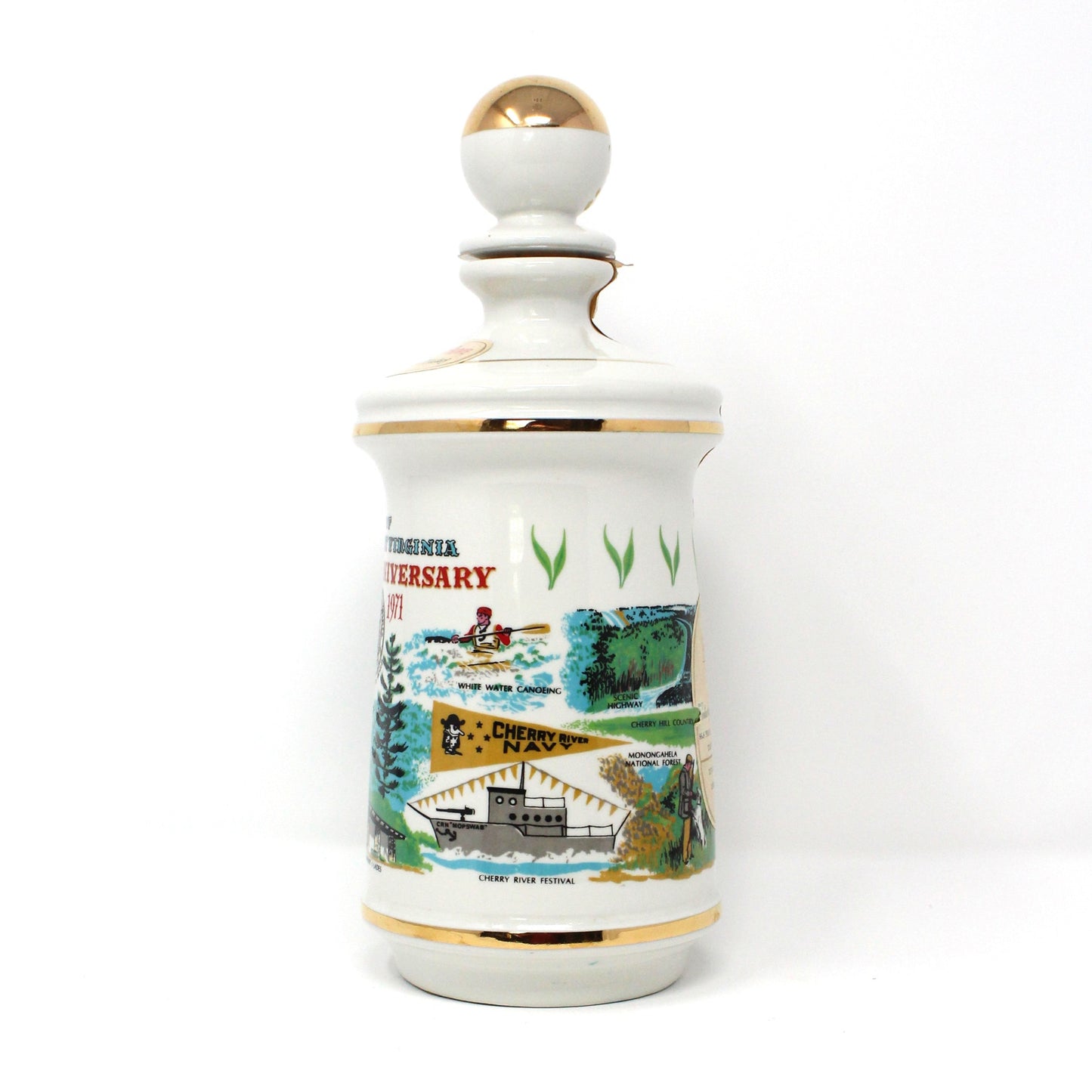 Decanter with Stopper, Old Fitzgerald, Golden Anniversary, City of Richwood West Virginia, 1921 - 1971, Vintage, SOLD