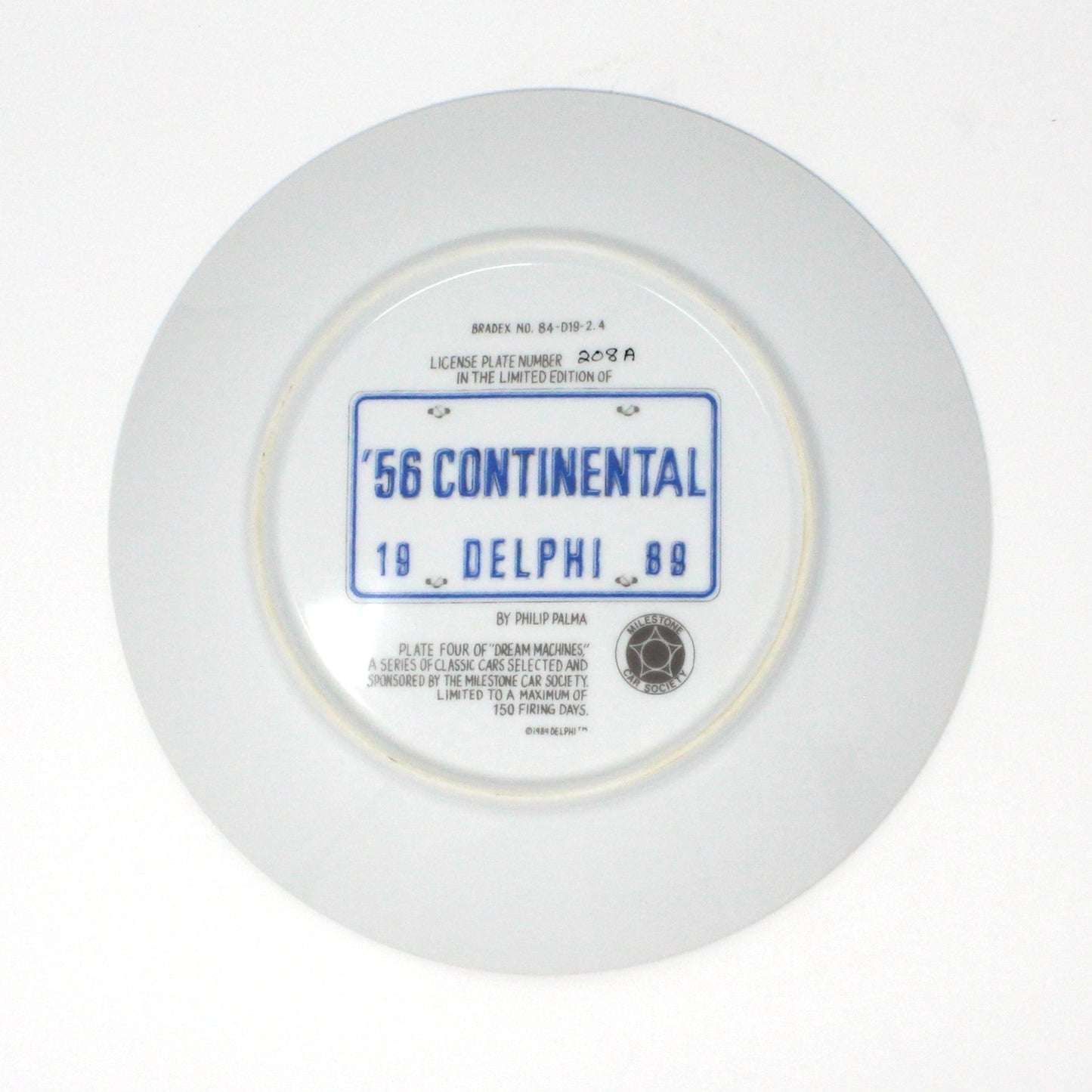 Decorative Plate, Dream Machines by Delphi, Mid Century Cars, 1956 Continental, Vintage, 1989