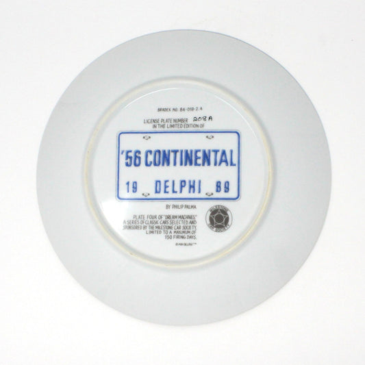 Decorative Plate, Dream Machines by Delphi, Mid Century Cars, 1956 Continental, Vintage, 1989