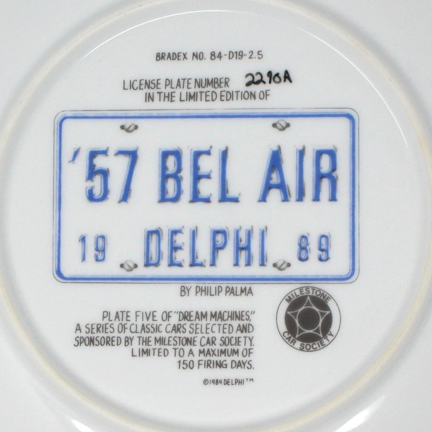 Decorative Plate, Dream Machines by Delphi, Mid Century Cars, 1957 Bel Air, Vintage, 1989