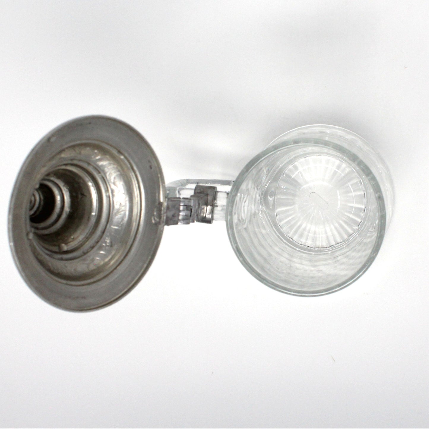 Beer Stein, Glass Mug with Pewter Lid, Carved "Carnes", Germany, Vintage