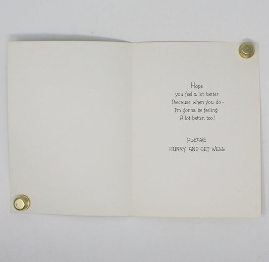 Greeting Card / Get Well, Girl at Window Box, Unused with Envelope, Vintage