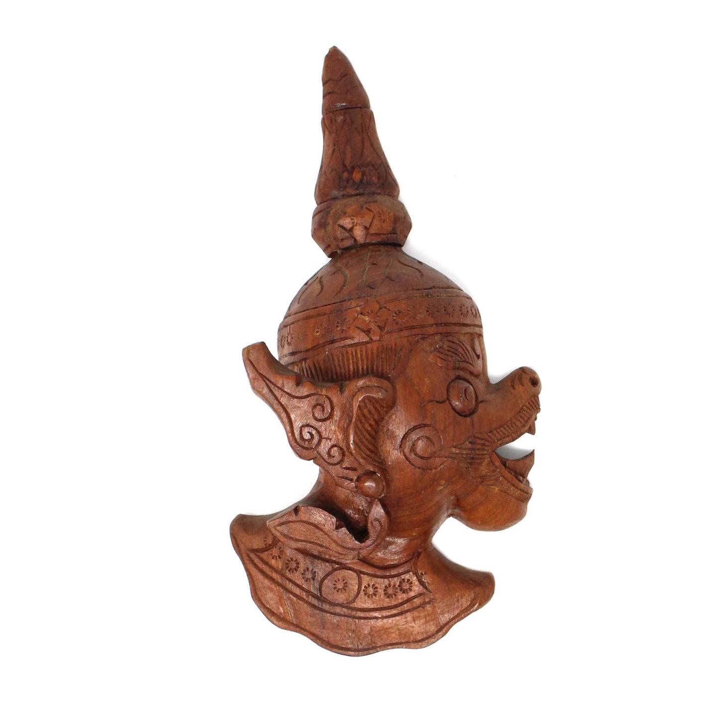 Thai Carved Wood Faces, Thailand Temple Guard, Wall Plaques, Mythological Thai Hindu Decoration, Vintage