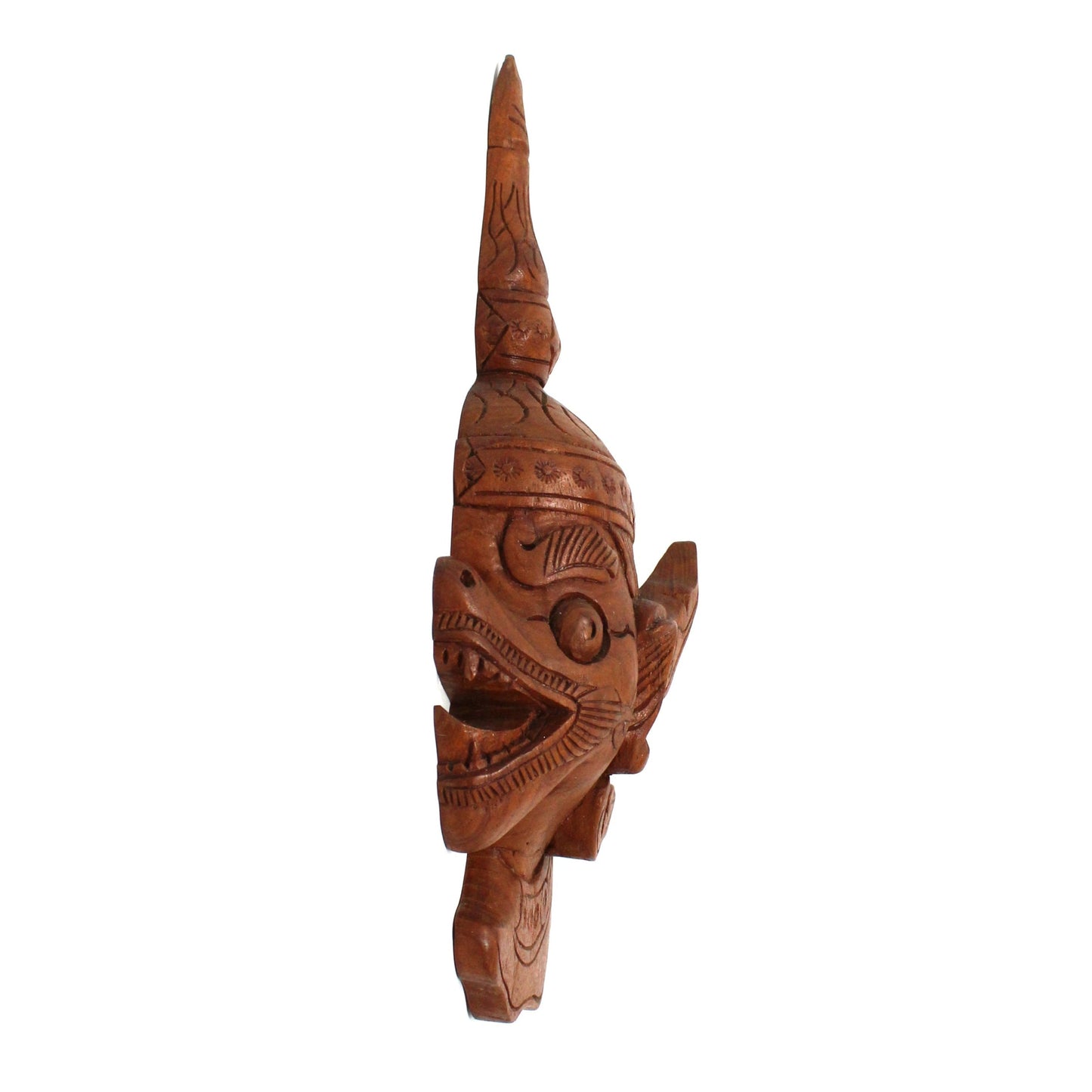 Thai Carved Wood Faces, Thailand Temple Guard, Wall Plaques, Mythological Thai Hindu Decoration, Vintage