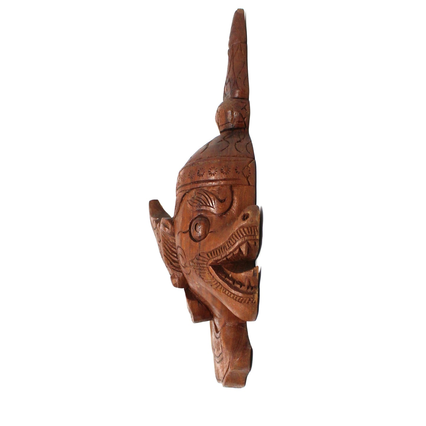 Thai Carved Wood Faces, Thailand Temple Guard, Wall Plaques, Mythological Thai Hindu Decoration, Vintage