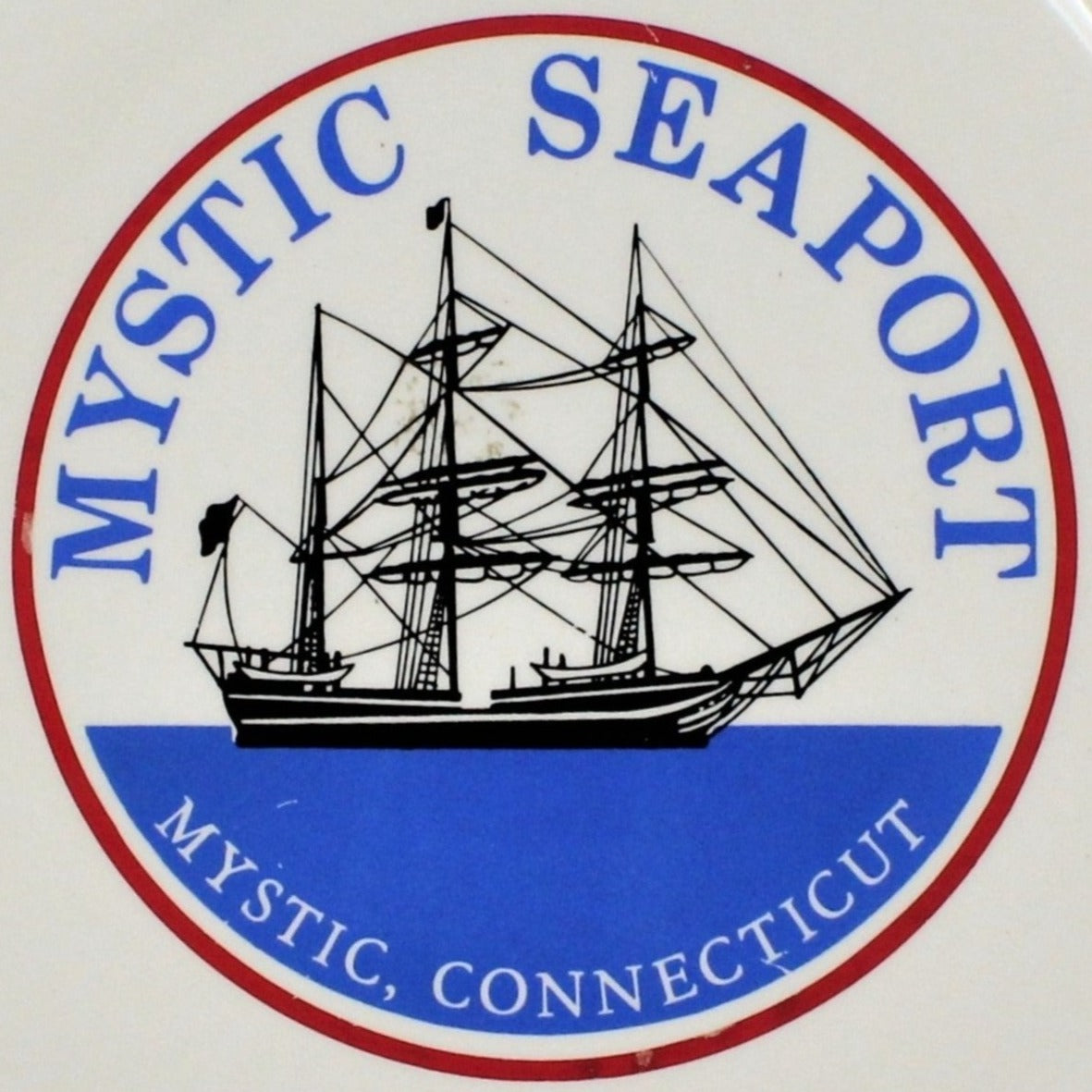 Decorative Plate, Souvenir Collectors Plate, Mystic Seaport, Connecticut, Schooner, Vintage