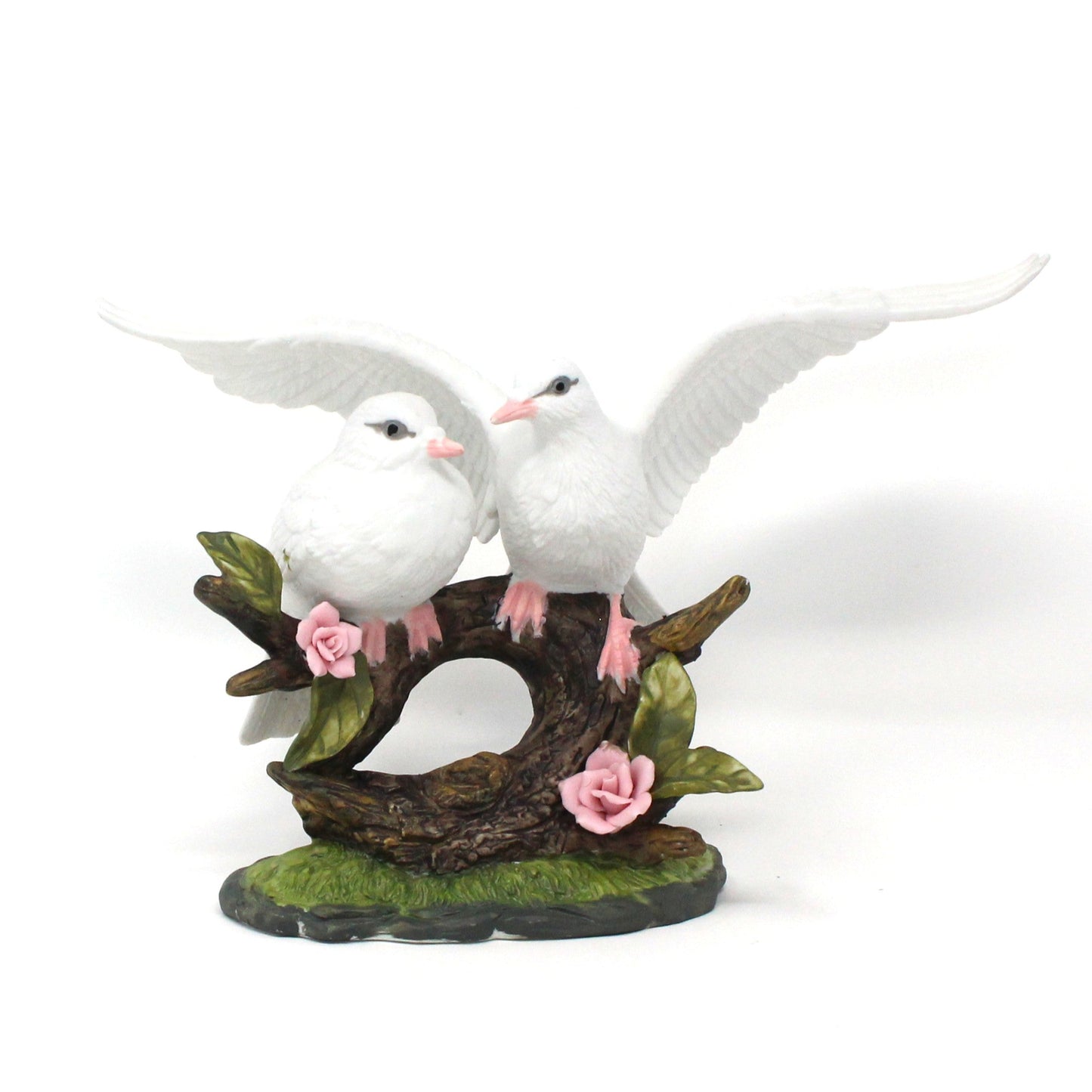 Figurine, Wellington Dove Collection, Two White Doves on Branch, Bisque Porcelain, Vintage