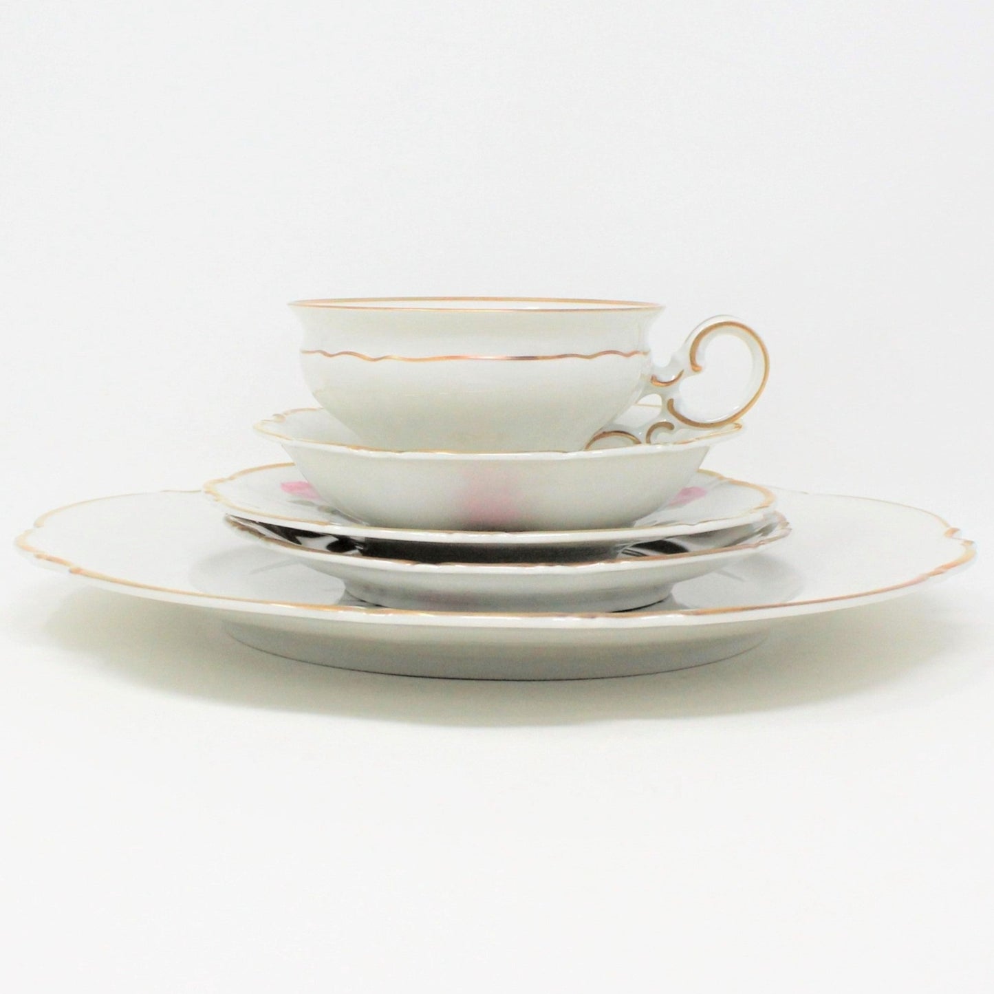 Dinnerware, Hutschenreuther, The Dundee, Pink Rose, Service for 4 (20 Pcs), Bavaria, Germany, Vintage
