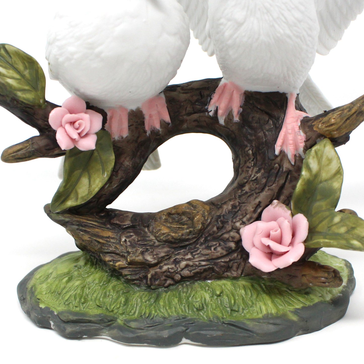 Figurine, Wellington Dove Collection, Two White Doves on Branch, Bisque Porcelain, Vintage