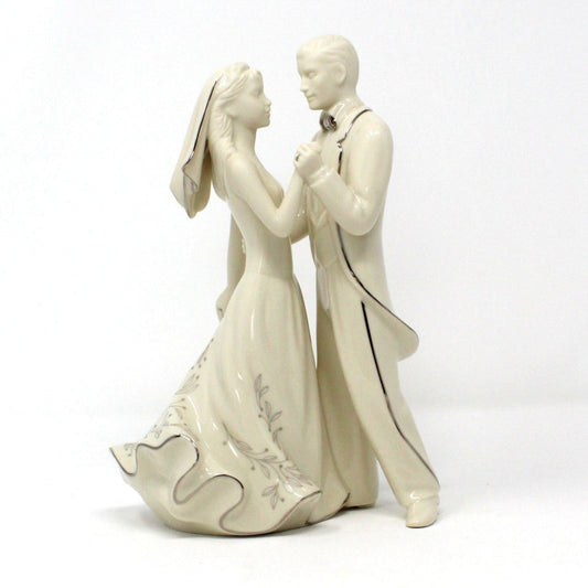 Figurine, Lenox, Wedding Promises Collection, Bride & Groom Porcelain Figurine, First Dance Cake Topper, Vintage, 8.5"