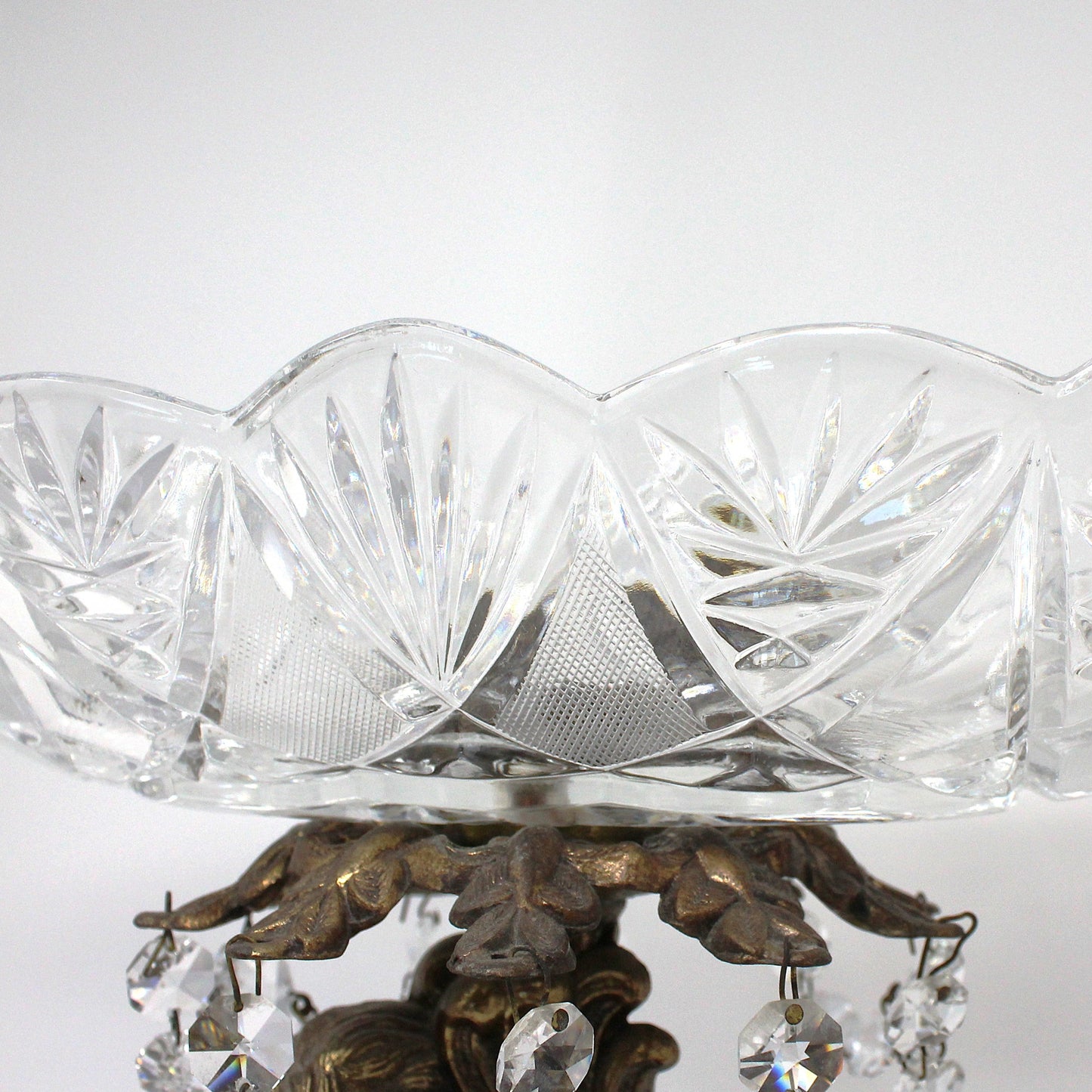 Bowl Pedestal Fruit Bowl, Cherub, Marble & Crystals, Hollywood Regency, Mid Century, Vintage, 12"